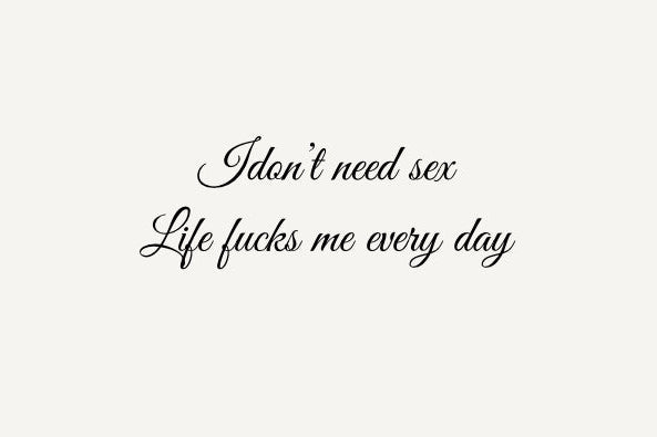 I don’t need sex life fucks me everyday dekal